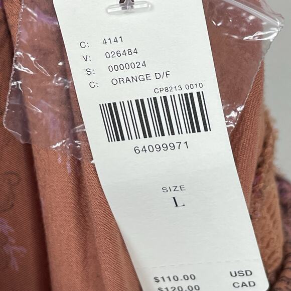 NWT Anthropologie Dress L Orange Floral Boho Prairie Festival Smocked‎ Open Back - Picture 10 of 10